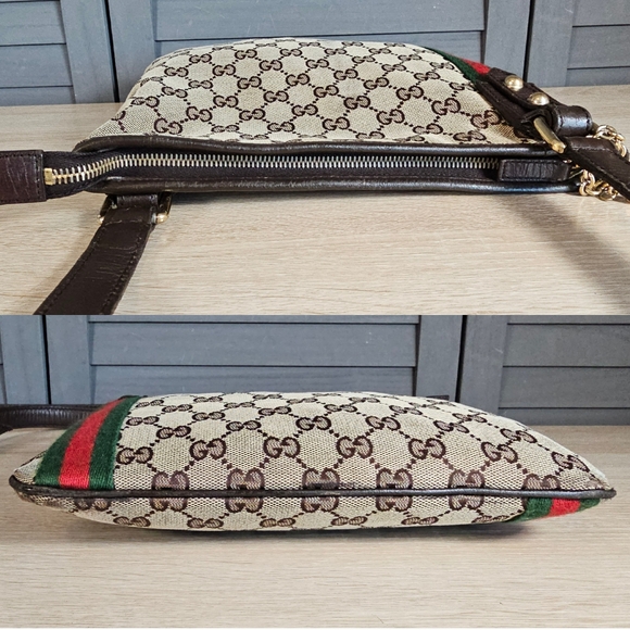 Authentic GUCCI Monogram GG Web Sherry Line Crossbody - Picture 4 of 13